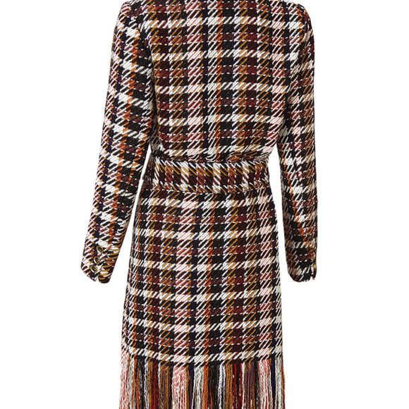 CAbi Regency plaid fringe boho plaid blanket Coat (M) ❤️ - Picture 9 of 11